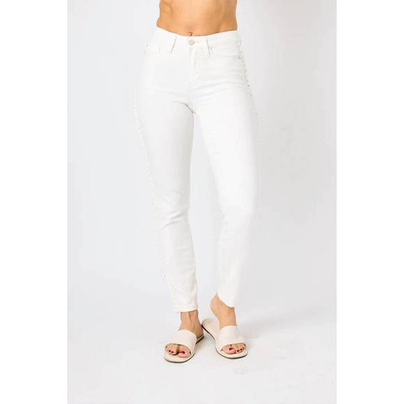 Judy Blue Mid Rise Straight Western Seam Detail Jeans